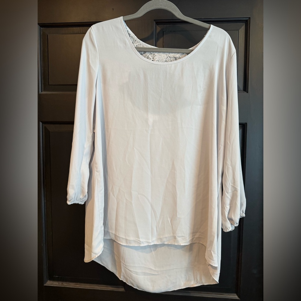 Women’s Light Grey Blouse with Back Lace Detail